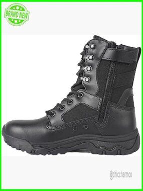 8-Inch Side Zipper Lightweight Military Combat Boots Work Shoes for Hiking